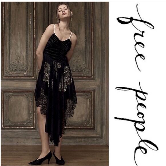 Free People strapless black lace mini dress - Picture 1 of 8